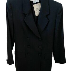 Vintage Jones New York Black Wool Blazer with Padded Shoulders